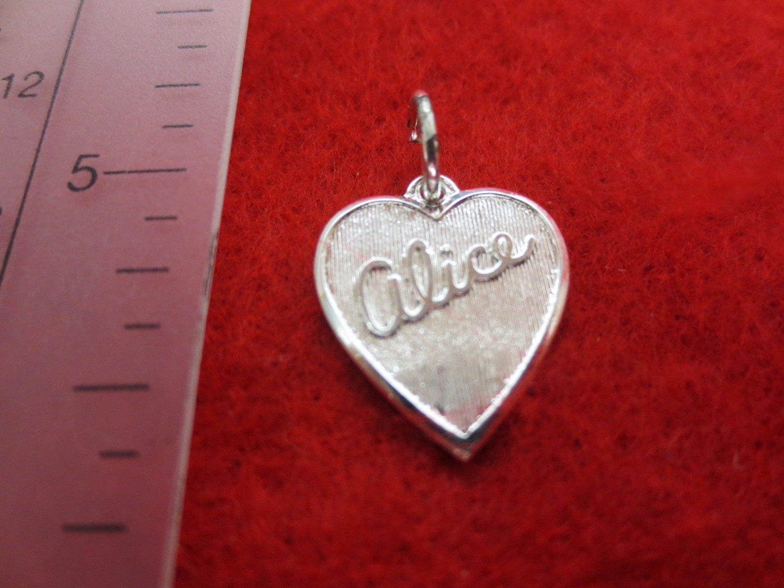 STERLING SILVER PLATED HEART SHAPED ALICE NAME CHARM & 7 ” TO 30″ ROPE CHAIN