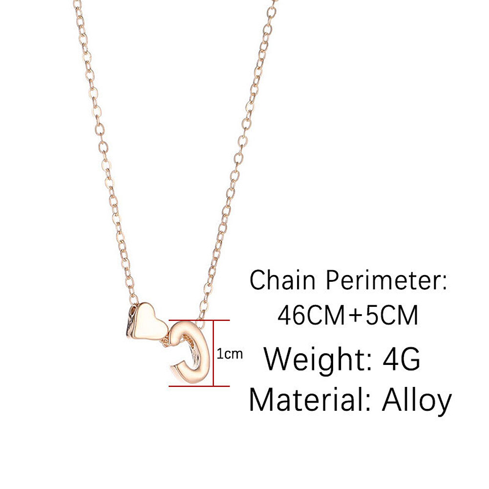 US Charm Heart Letter Initial A-Z Alphabet Pendant Chain Necklace Christmas Gift