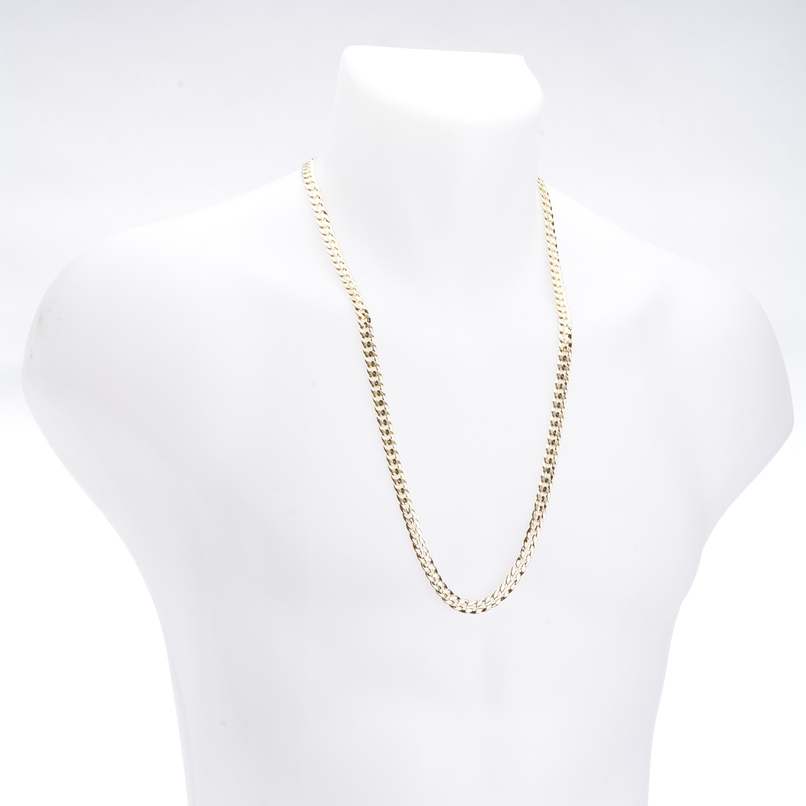Men’s Solid Gold Plated 8 mm / 30″ Cut Concave Cuban Link Chain Necklace