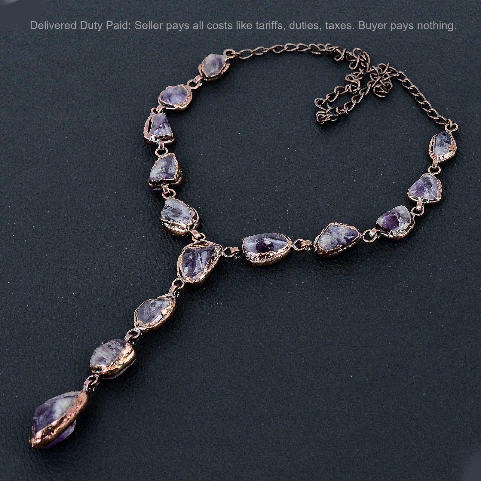 Copper Super 23 Amethyst Rough Gemstone Chain Engagement Electroformed Necklace
