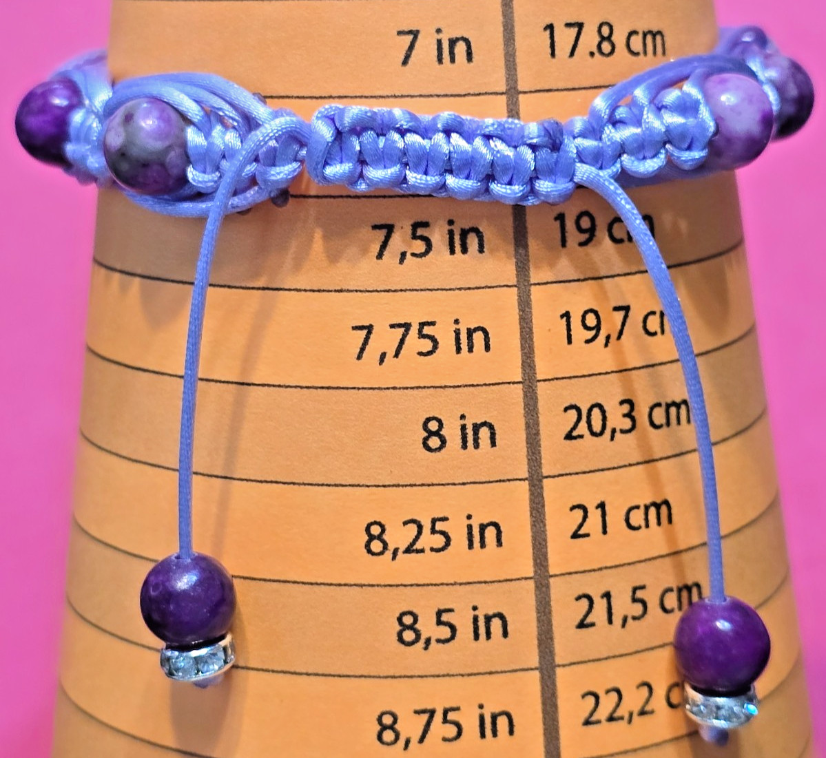 Macrame and Sugilite Gemstone Bead Adjustable Bracelet