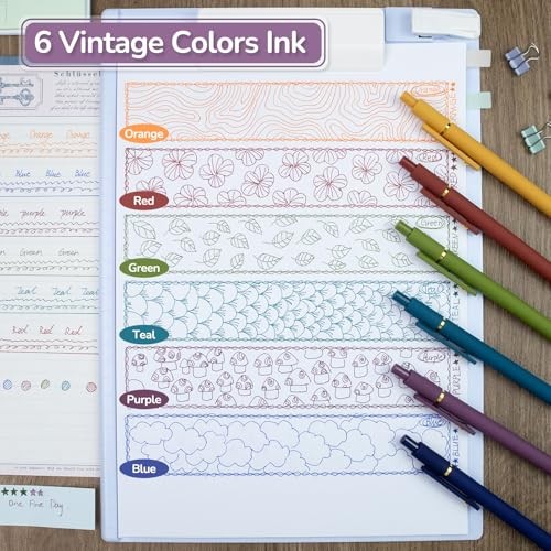 YOXMJDB 6 Pcs Color Pens for Journaling 0.5mm Fine Point 6 Pcs Vintage Gold