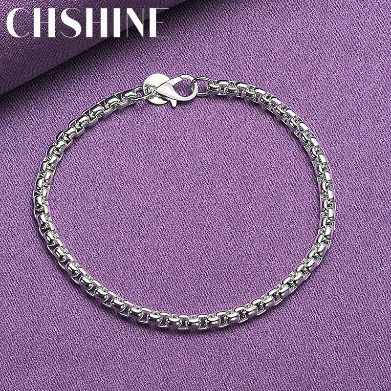 CHSHINE 925 Sterling Silver Exquisite 4mm Chain Bracelet Fashion Charm Jewelry