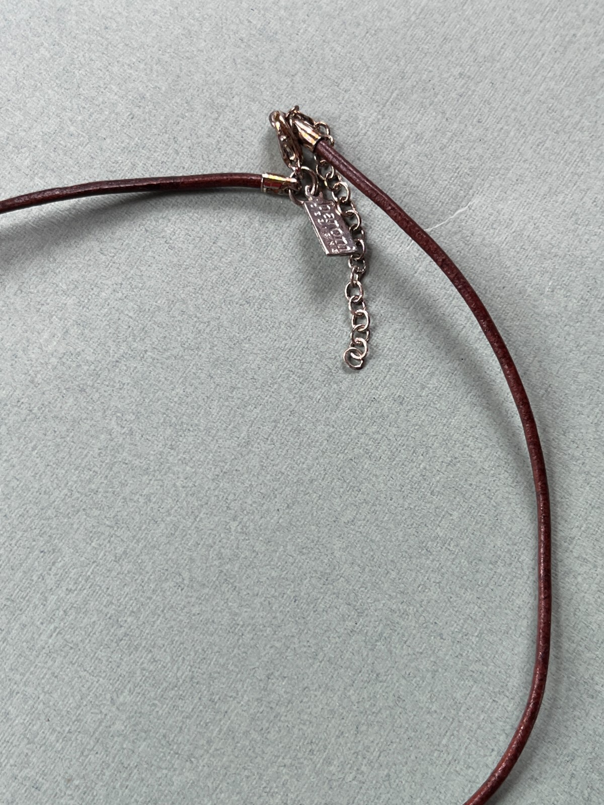 Baroni Designs Signed Brown Leather Cord w Silvertone Peace Disk & Dove Pendant