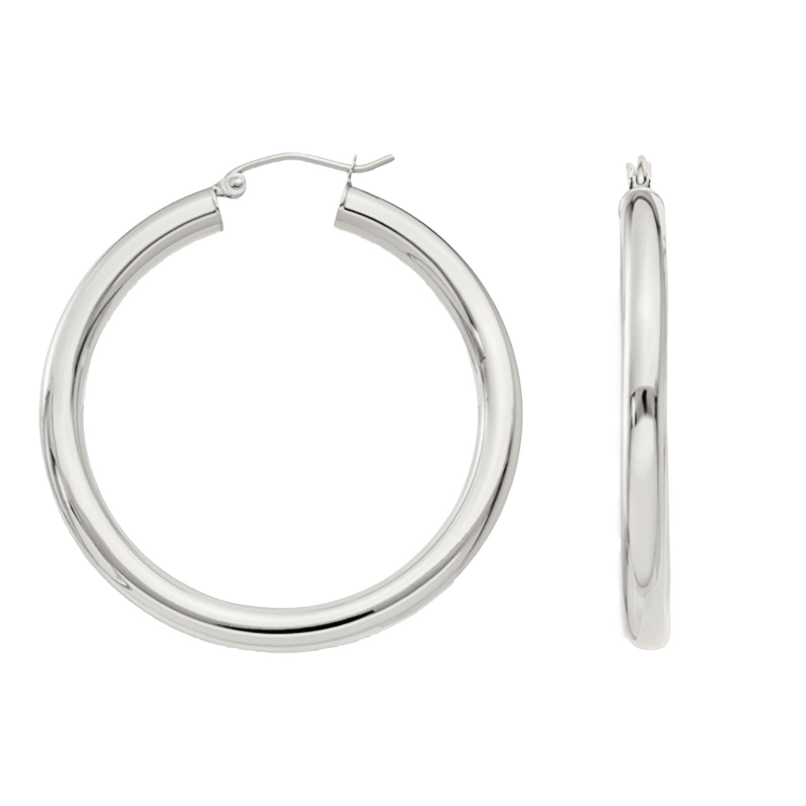925 Sterling Silver Thick 35MM Hoop Earrings Men Women Children 4MM Wide