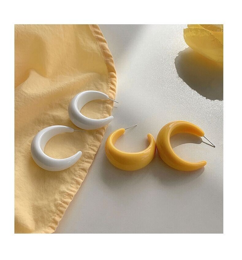Simple Elegant Large C-shaped Retro Style Hoop Earrings Date Banquet Jewellery