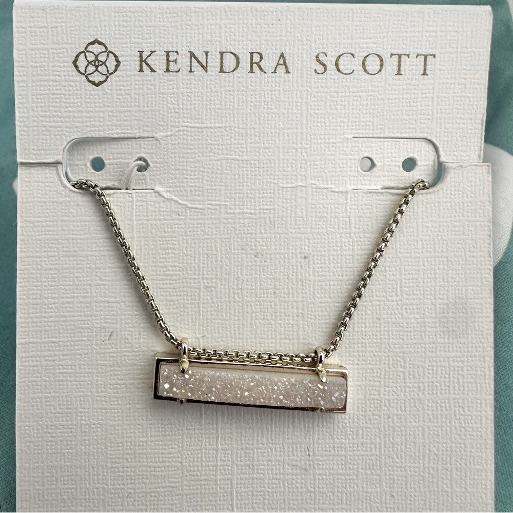 Kendra Scott Leanor Iridescent Drusy Gold Short Pendant Necklace COPY