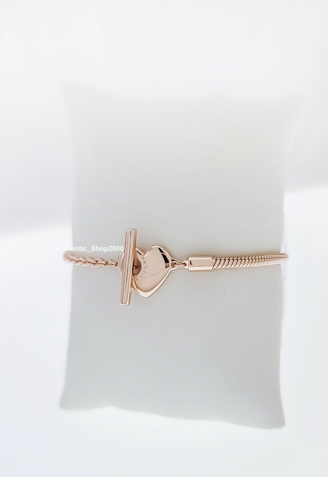 NEW 100% Authentic PANDORA 14k gold Heart T-Bar Snake Chain Bracelet 589285C00