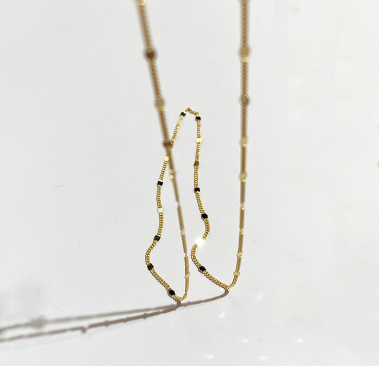 Women 18K Gold Plated Stainless Steel Flat Chain Choker Necklace 16-18″ PE11
