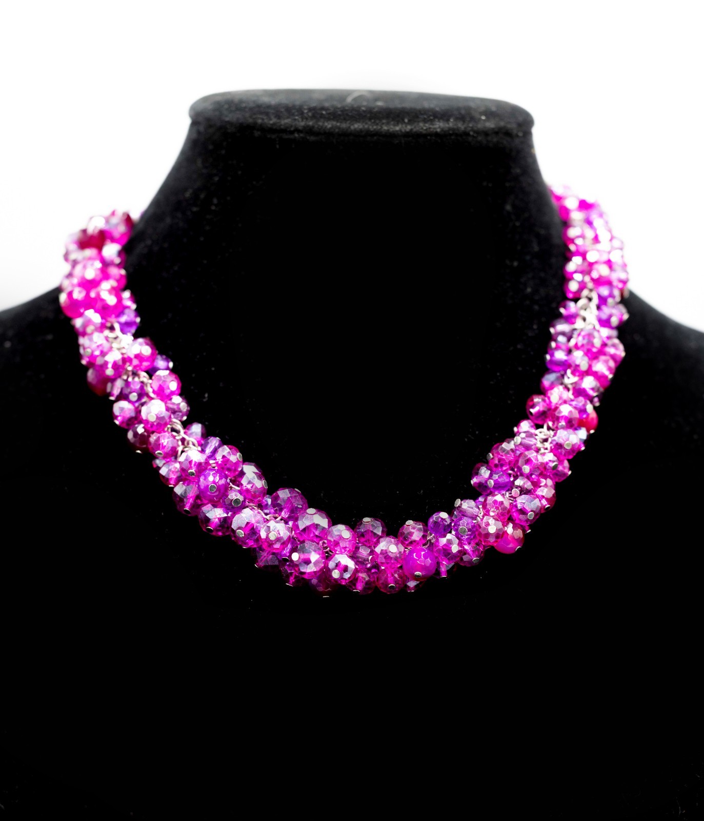 White House Black Market Fuchsia Crystal Cluster $38 Necklace NWOT