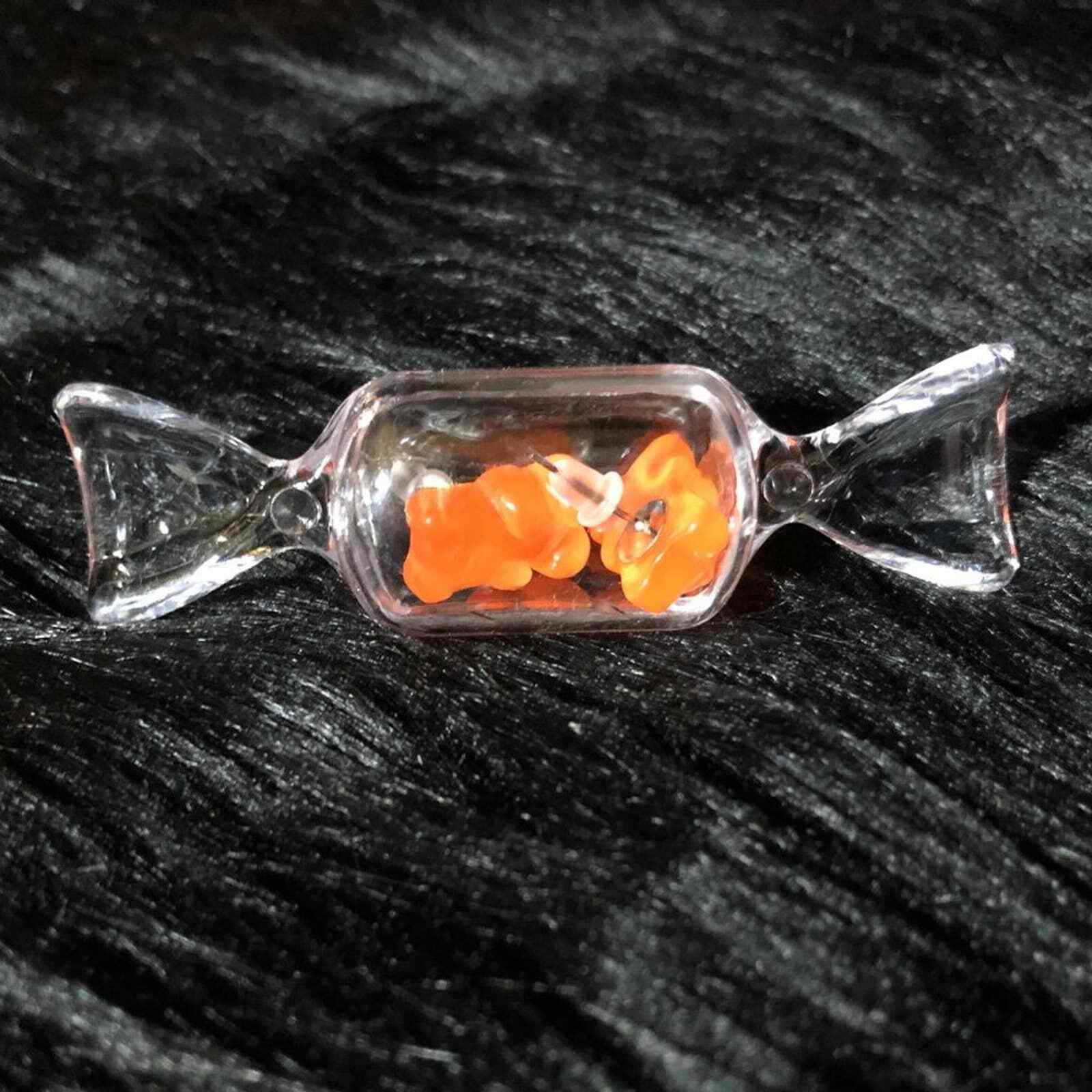 Candy Colored Resin Gummy Bear Stud Earring Pair in Clear Candy Shaped Box~~NWOT