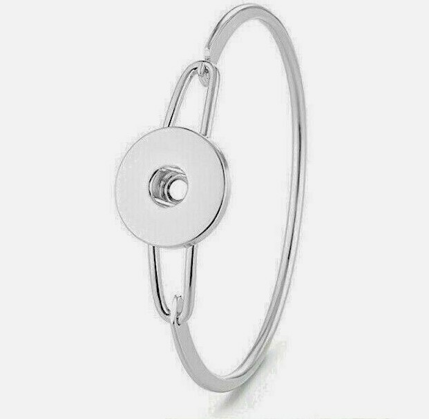 Snap Jewelry Silver Hinge Bangle Bracelet fits 18-20mm Ginger Style Charms NEW