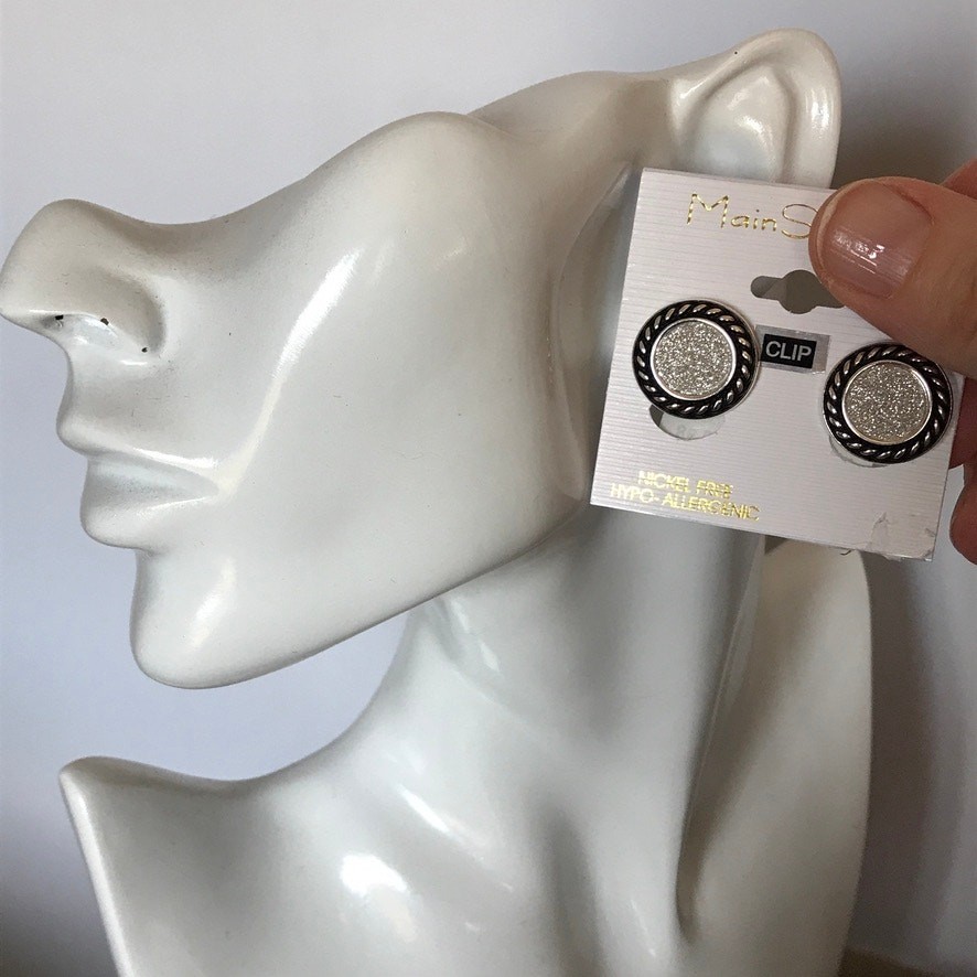 NWT Main Street Sensitive Ears Textured Silver Tone clip on earrings new on card