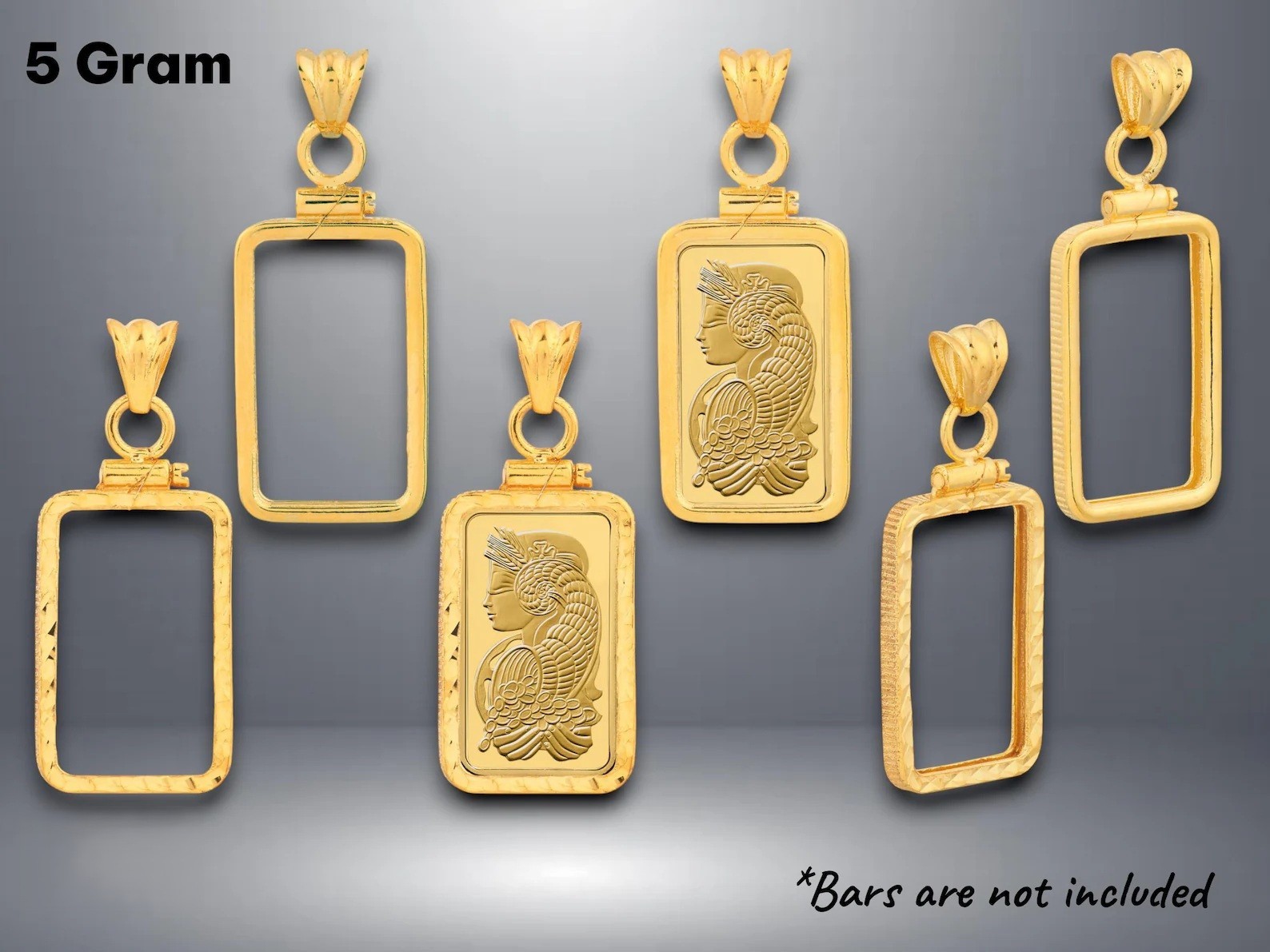 14K Gold Pamp Suisse Lady Fortuna Bar Bezel Mountings Screw Top Plain or Diamond