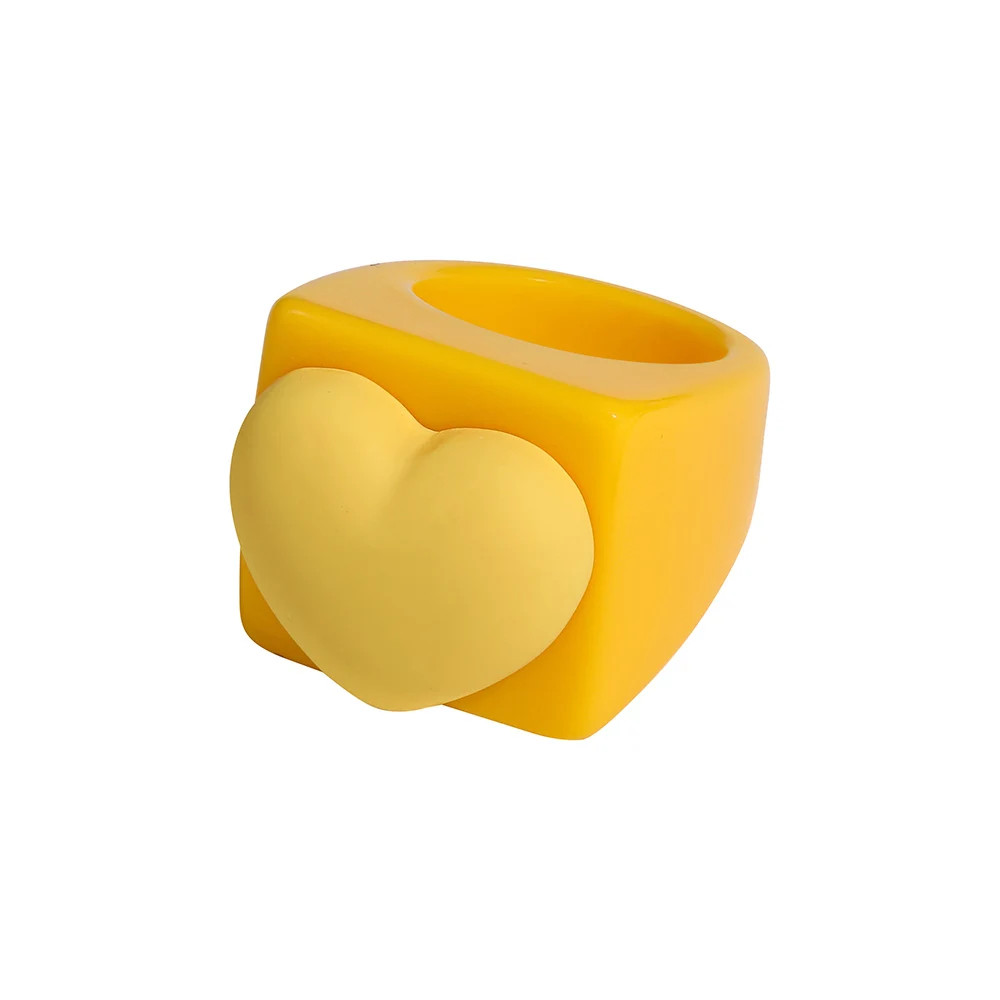Resin Chunky Ring Geometric Square Round Knuckle Bold Band Women Jewelry
