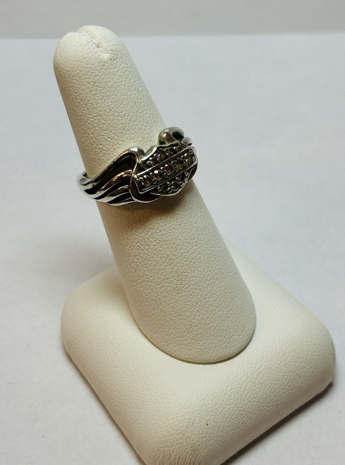 MOD Harley Davidson Sterling 925 Silver CZ Shield Logo Ring Sz 6.25
