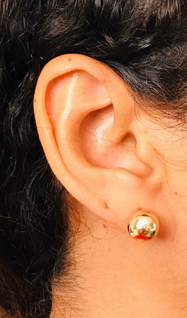14K Yellow Gold Plated 10mm Ball Stud Earrings / Aretes Bolas – BLL10