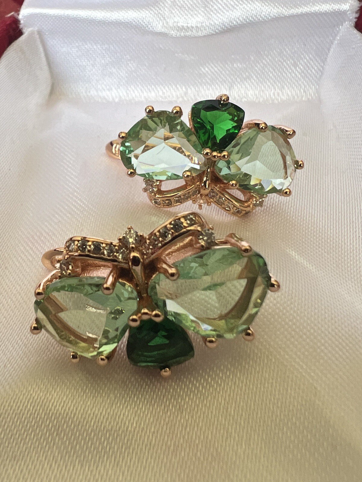 14k Rose Gold Plated Butterfly Peridot Emerald English Lock Earrings Gift