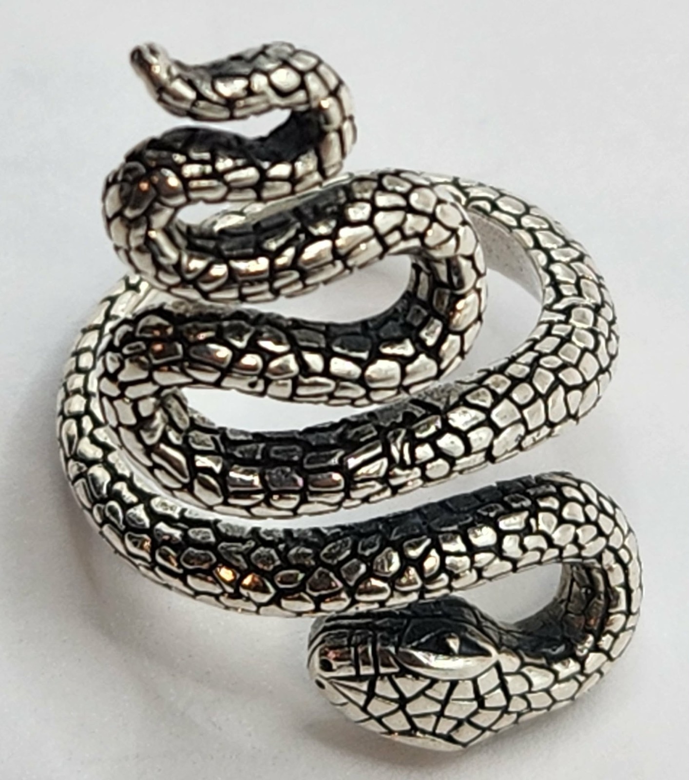 Rare Silver Snake Serpent Ring In Gothic Style Size 8.5 US