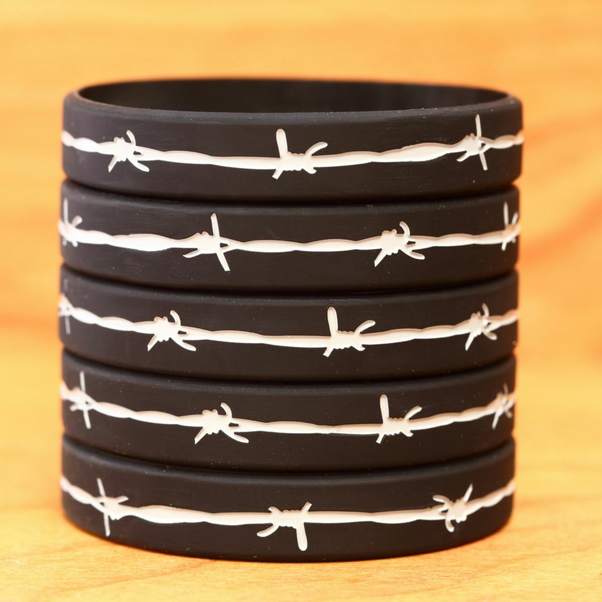 10 Barbed Wire Thin Silver Gray Line Wristband Corrections Officers Pick Size