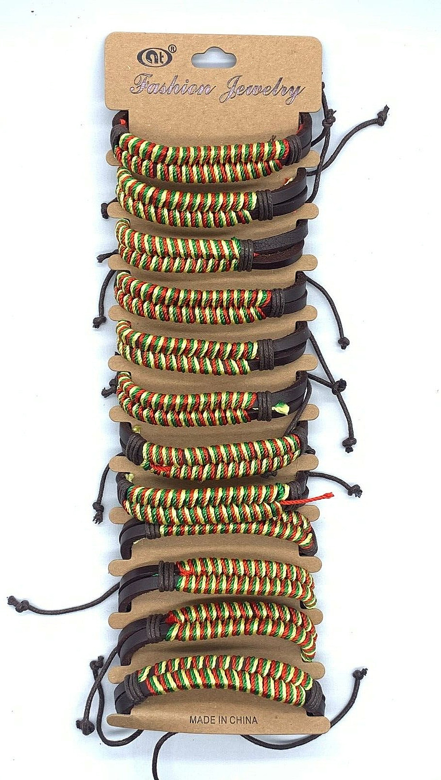 12pcs Rasta Hippie Double Cord Braided Leather Handmade Gift Bracelets 7in-11in