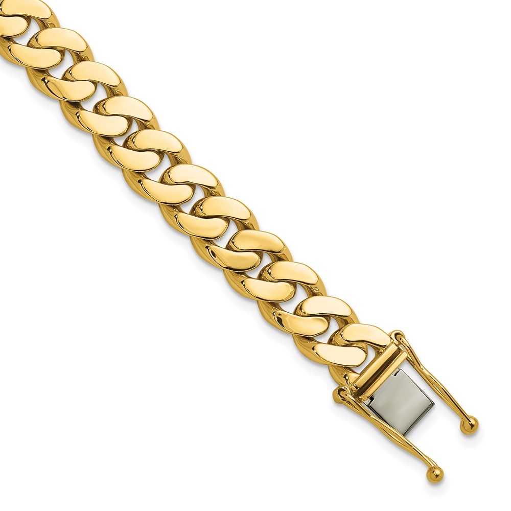 14K Yellow Gold Polished Solid 9.5mm Curb Chain Bracelet 8″