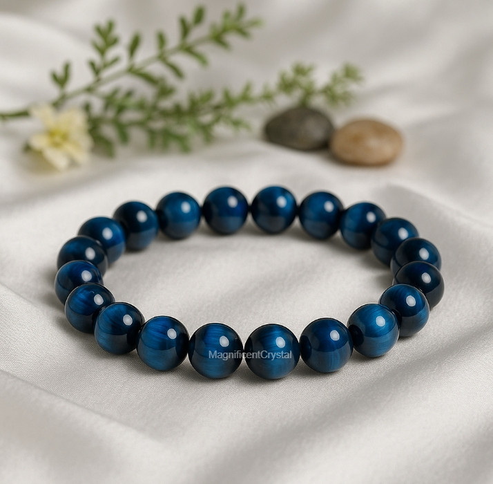 BESTSELLER 8MM Blue Tiger Eye Bracelet Energy Crystal Stone Healing Reiki Gifts