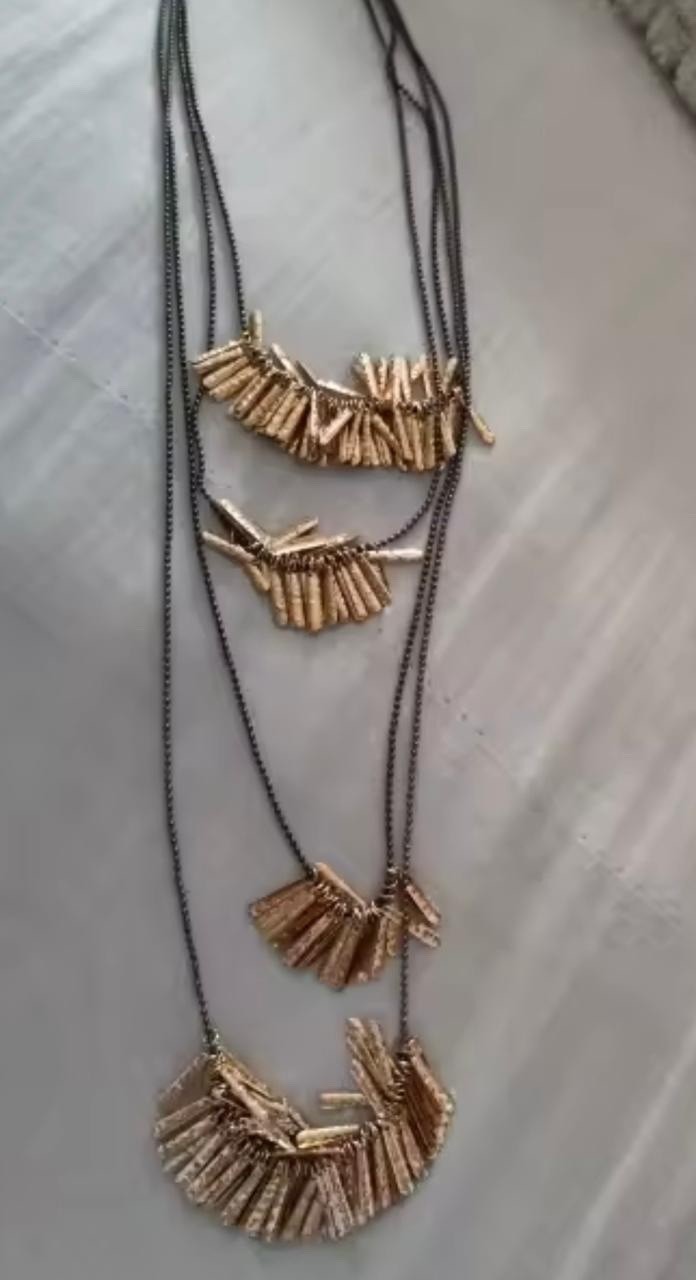 Bohemian 4pcs Multi Layer Statement Metal Plate Tassels Chain Necklace