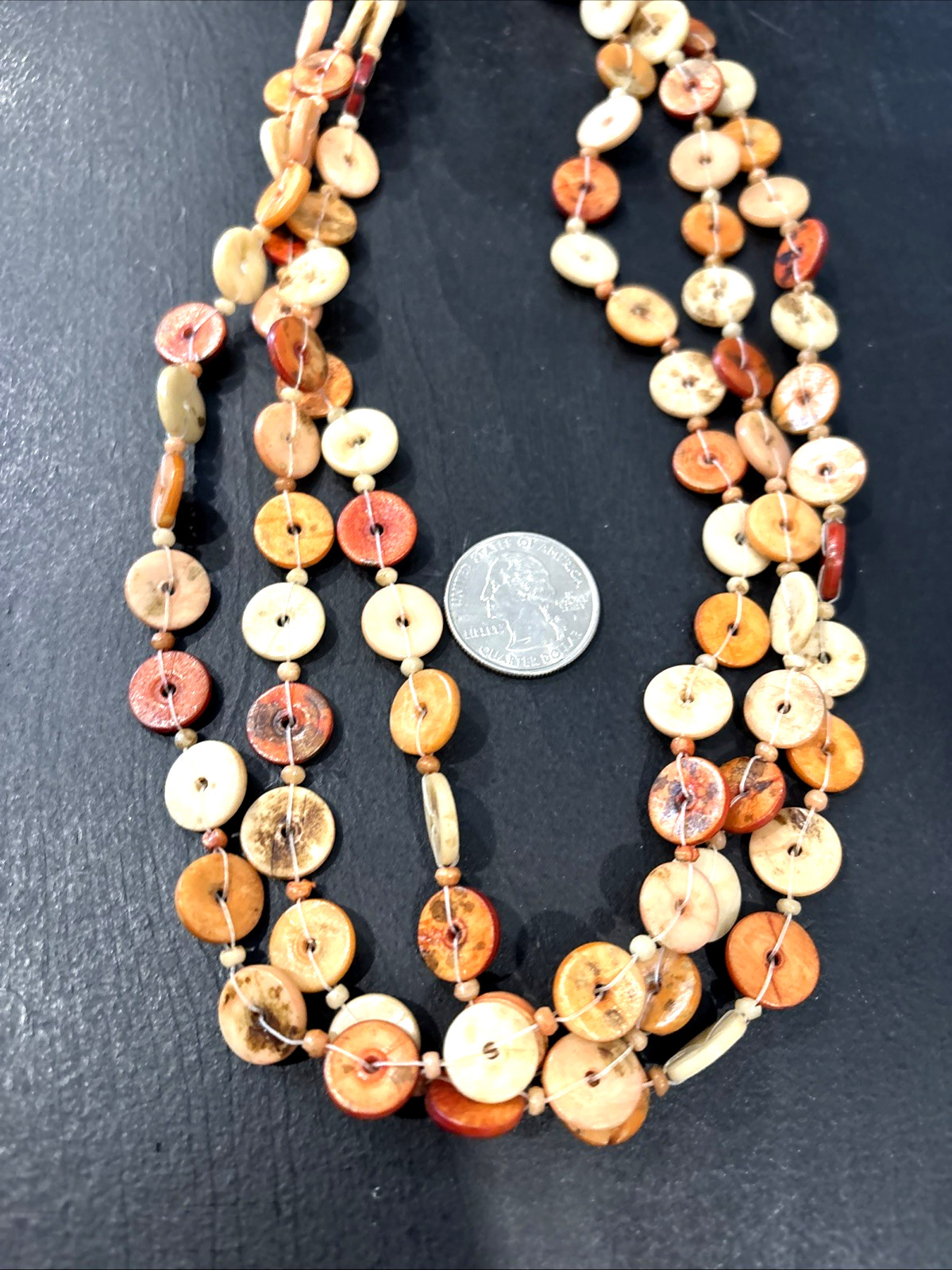 Two Disc Donut Shaped Adjustable Necklaces Boho Ethnic Tribal 16″ & 19 1/2″