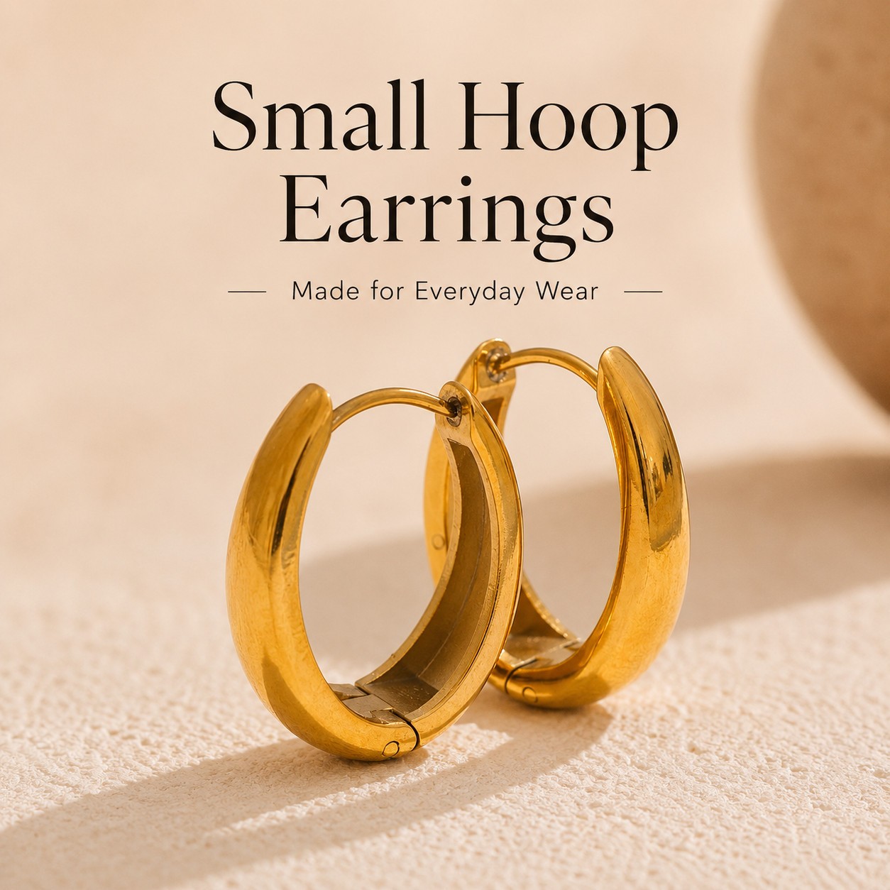 Chunky Huggie Hoop Earrings Stainless Steel Gold Silver Women Small Waterproof