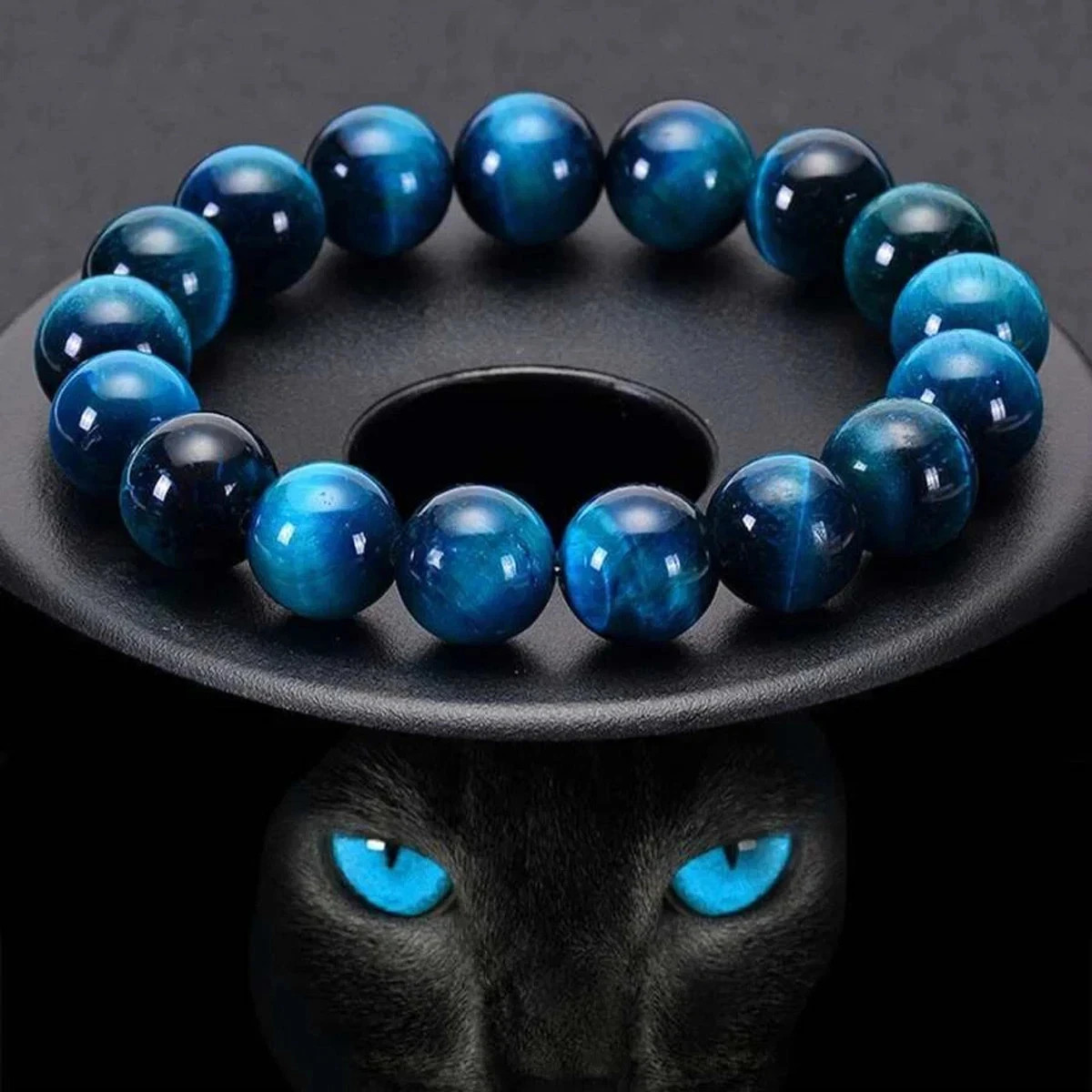8MM Blue Tiger Eye Bracelet Natural Crystal Stone Energy Healing Reiki Gift