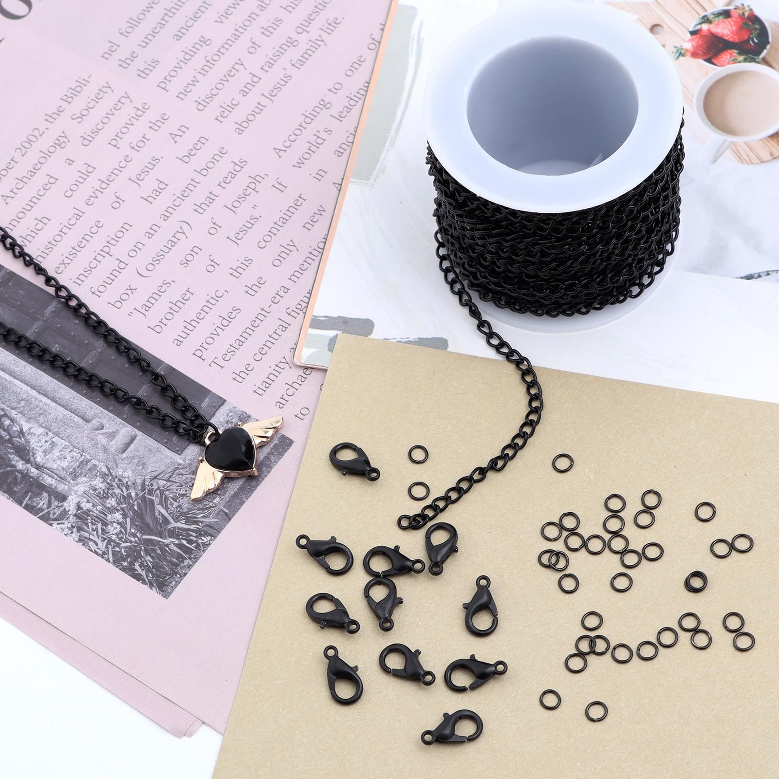 33 Feet Metal Black Necklace Chains Curb Links Chains Bulk for Jewelry Making DI