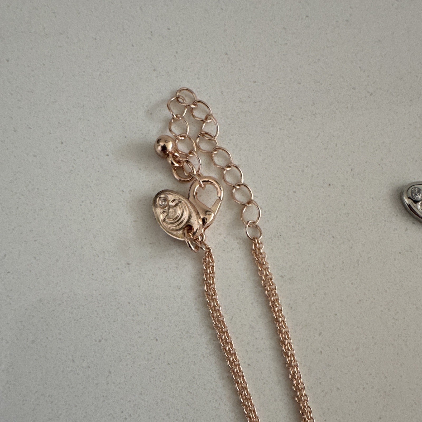 2pc Cable Chain Necklaces Circle & Bar Pendants Crystal Rose Gold/Silver 9” long