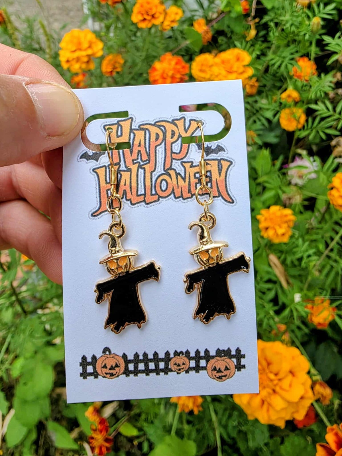 Scarecrow Halloween Dangle Earrings | Rustic Fall Jewelry | Harvest Festival