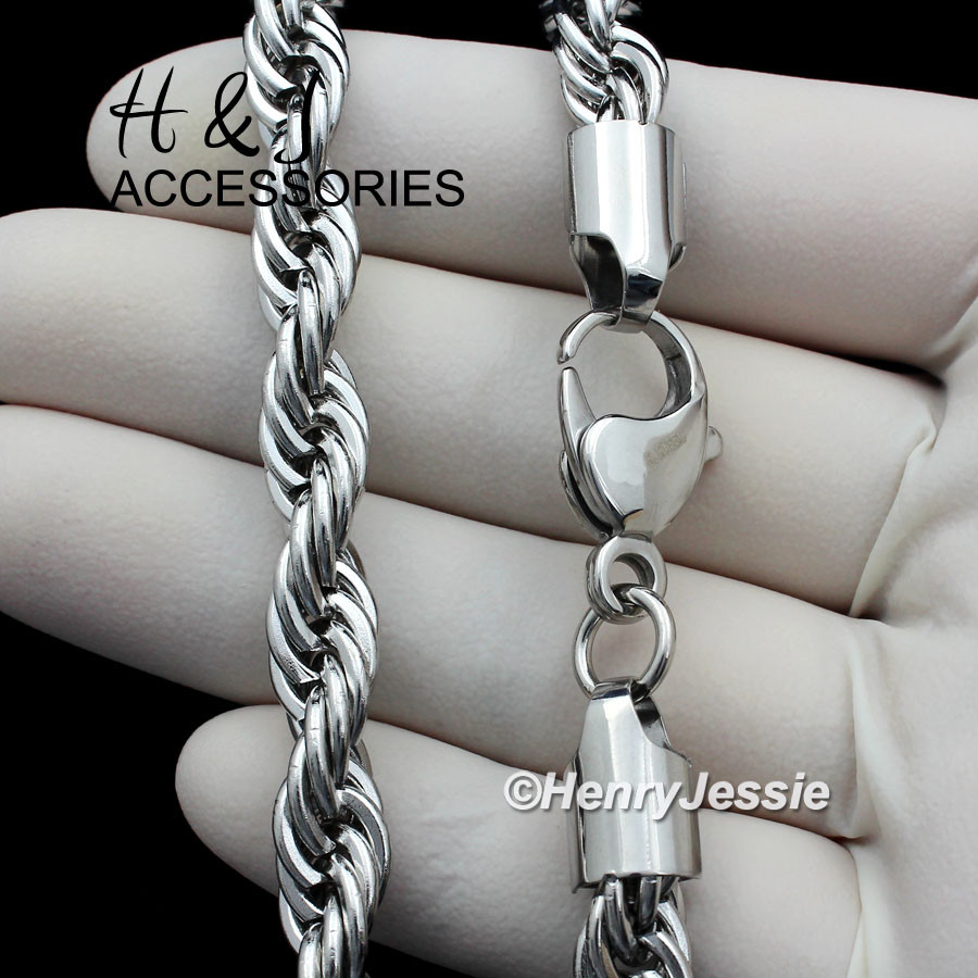 17″20″24″30″MEN’s Stainless Steel WIDE 8mm Silver Rope Chain Necklace*AN149