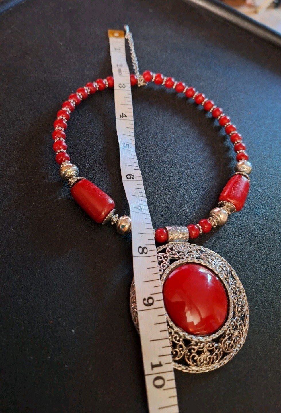 Red Round Pendant Acrylic Red Beads Casual Party Beach Statement Necklace