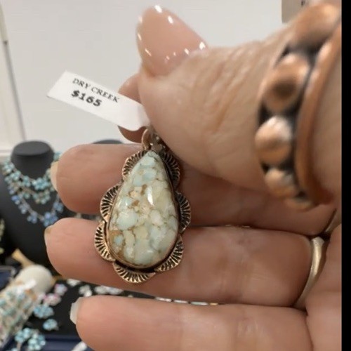 New Large Copper and Dry creek Turquoise Pendant