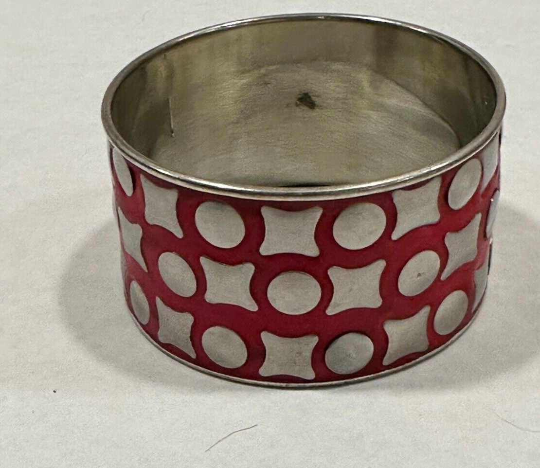 Antika Bangle Bracelet Pink And Silver Tone. 1.5” Wide And 9″ Round