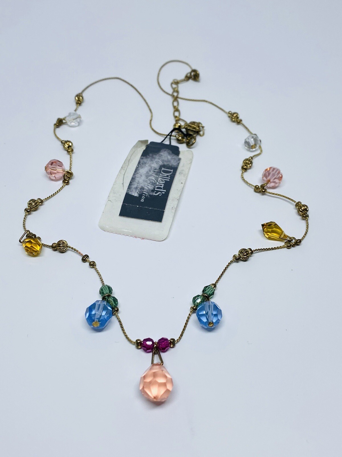 Necklace 19-22″ GoldTone Multicolored Stones Dillards Crystal Collection NWT