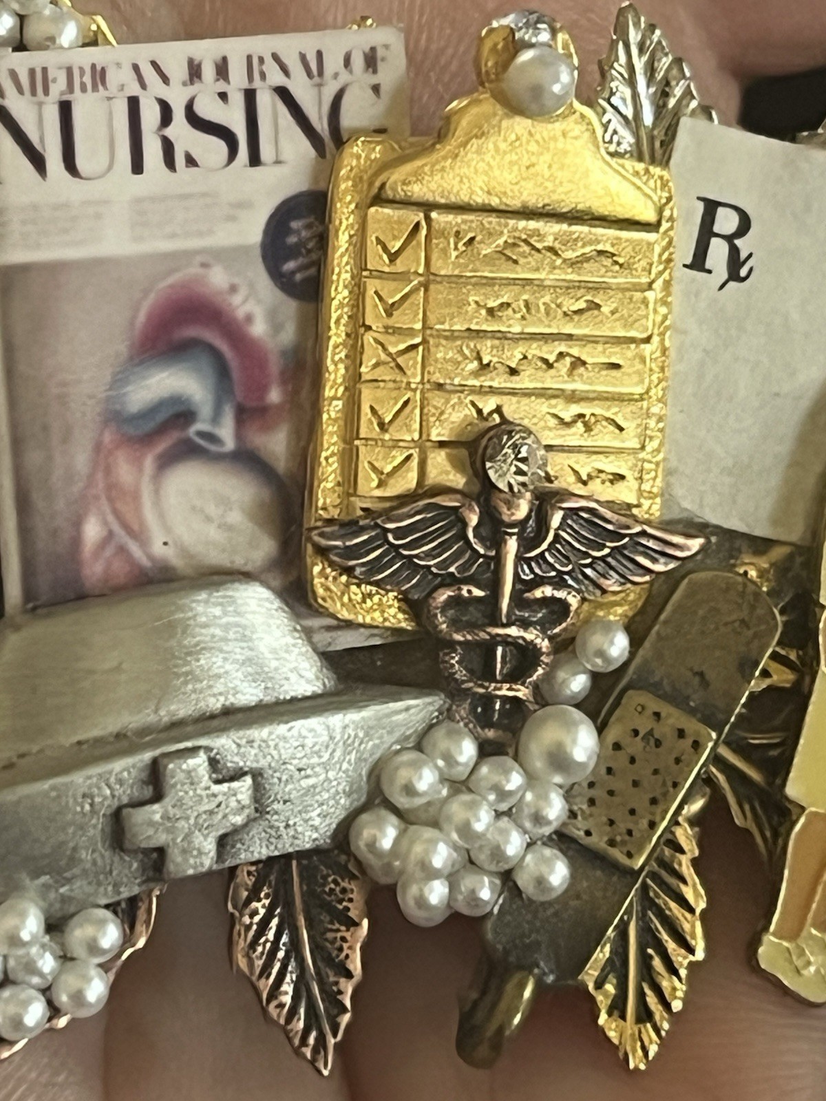 Women’s Nurse Angel Brooch Pin Handmade Artisan Lot of 2
