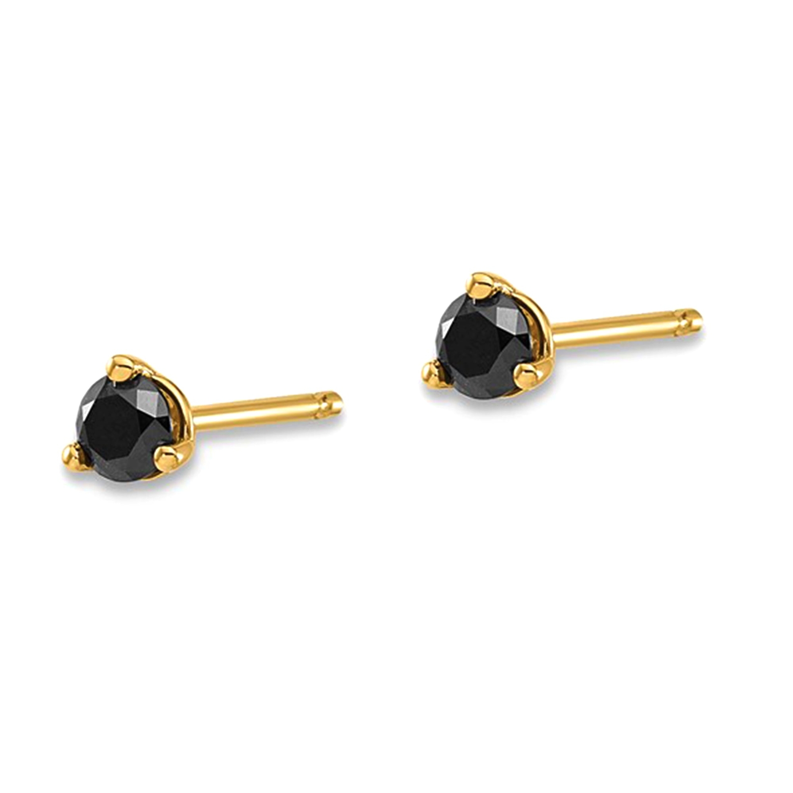 14k Real Gold .25ct Black Diamond Stud Earrings (White Gold)
