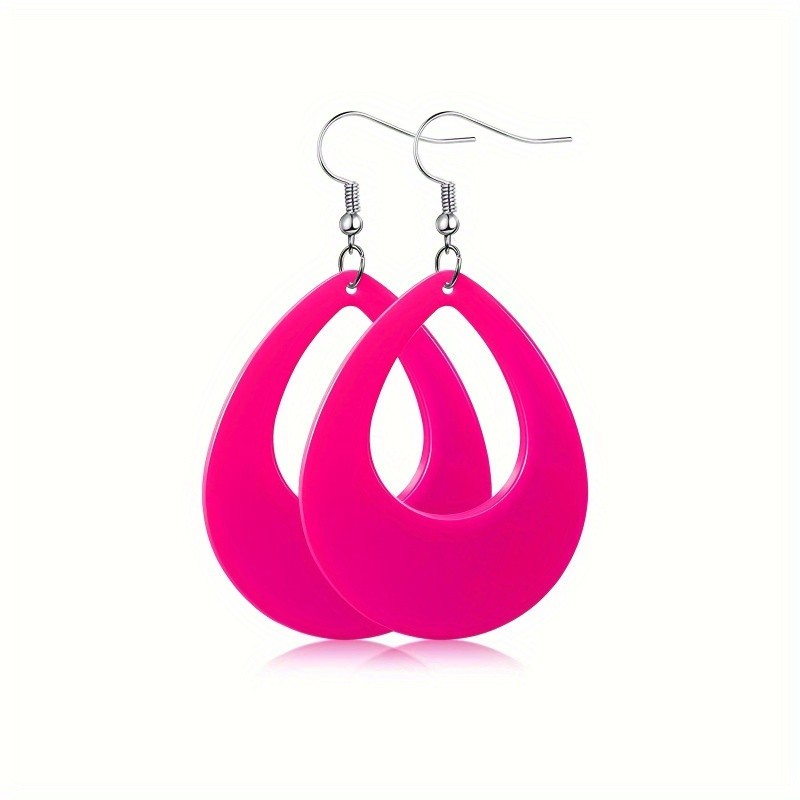 6 Pairs of Neon-themed Party Pendant Earrings, Teardrop-shaped Earrings