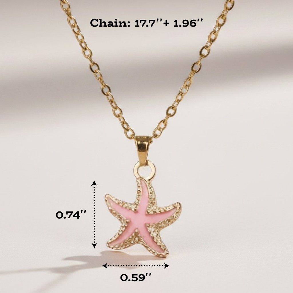 Pink Starfish Pendant Necklace Exquisite Holiday Birthday Gift
