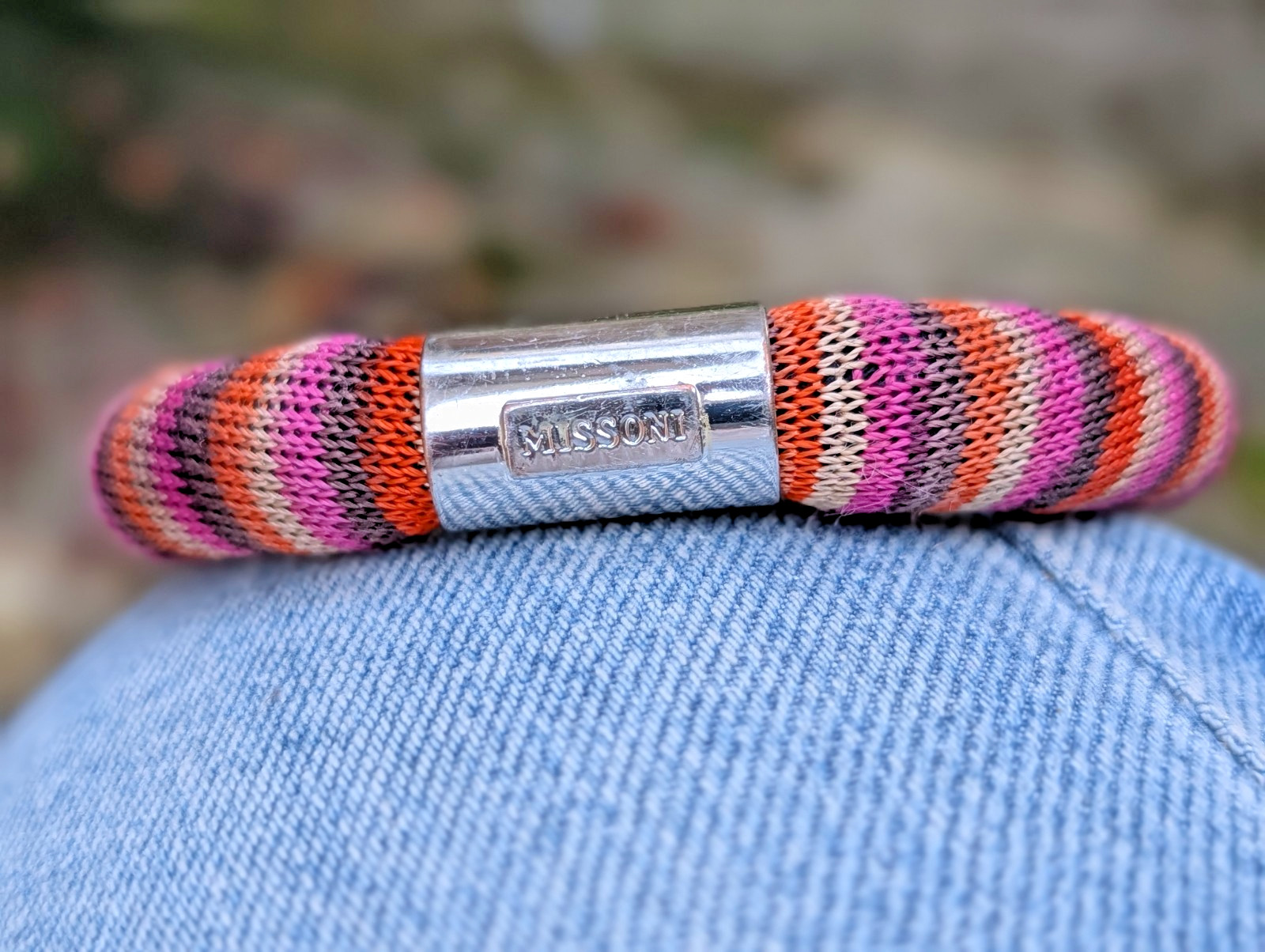 MISSONI V&A Collab Net-A-Porter Woven Palladium-Plated Panel Bracelet Bangle 305