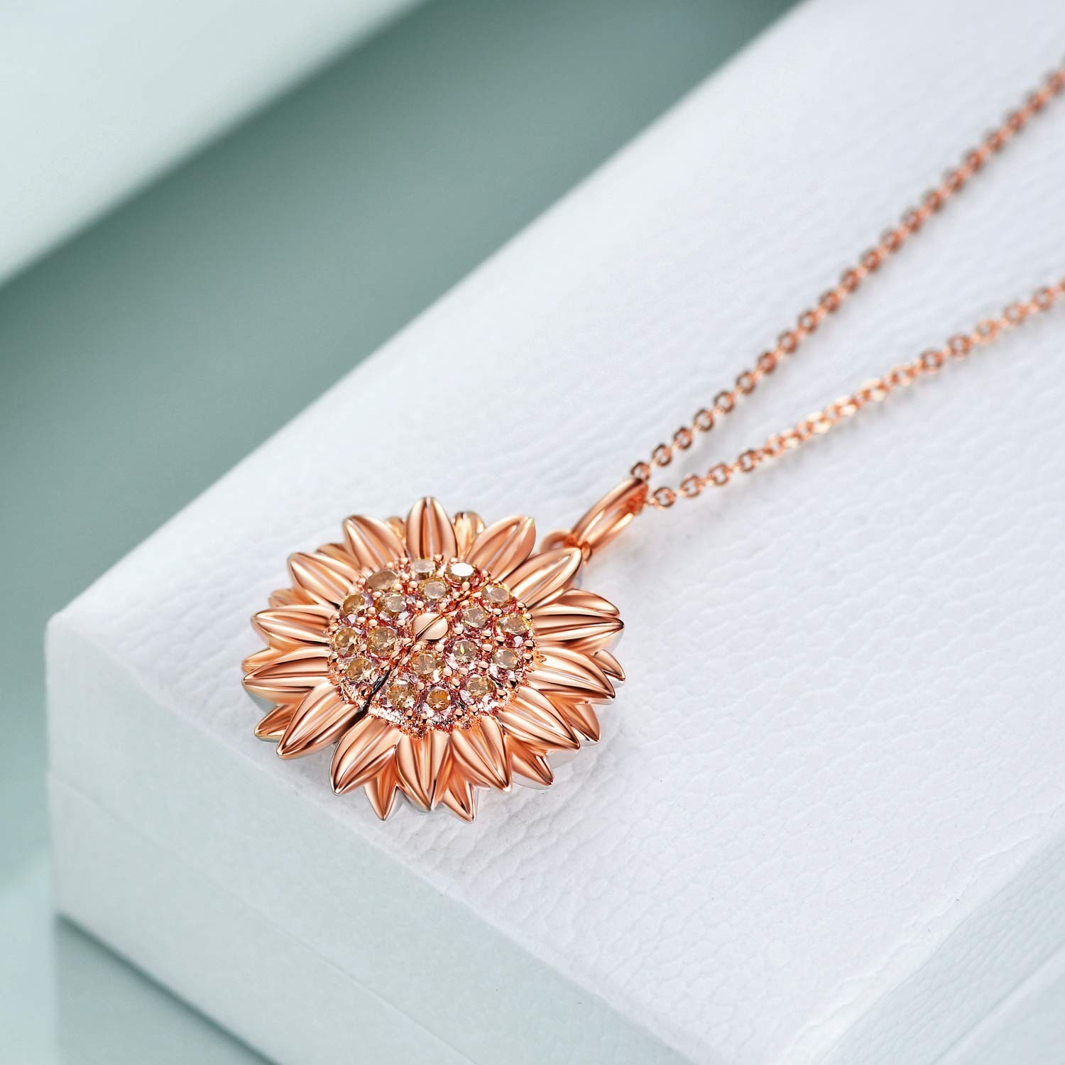 Sunflower Locket Necklace in Sterling Silver – You Are My Sunshine Jewelry Gift