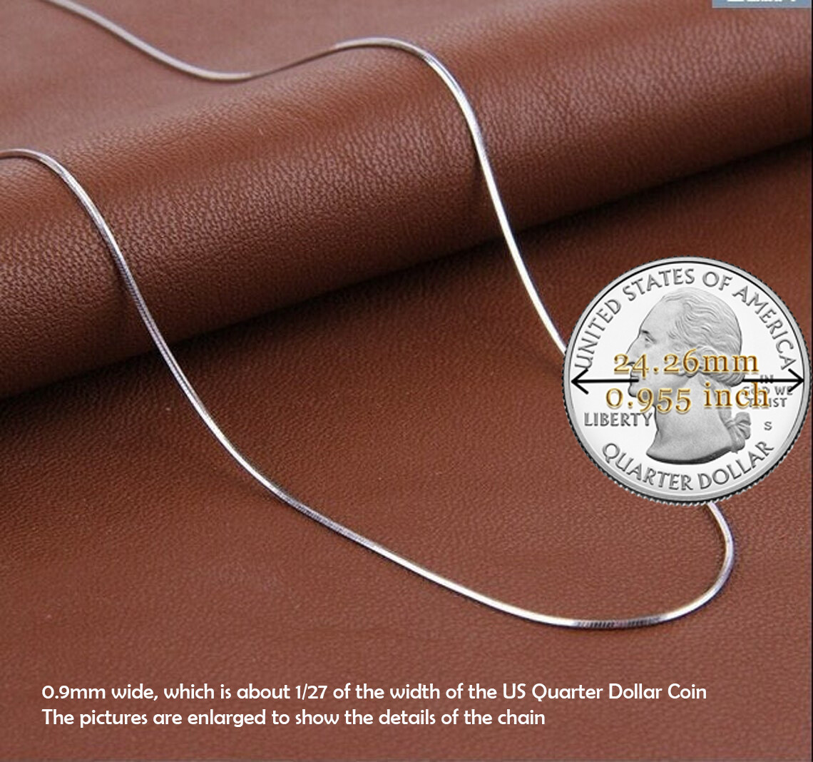 925 Sterling Silver Hypoallergenic Italian 0.9mm Very Thin Snake Chain Necklace