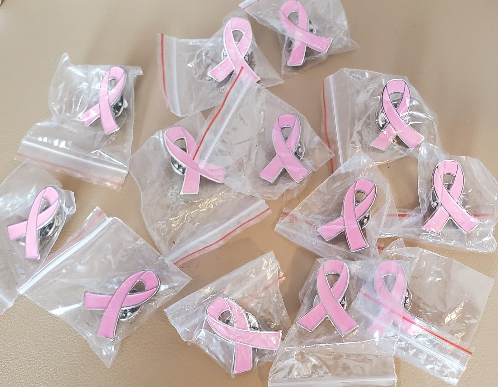 LOT OF 13 BREAST CANCER AWARENESS PINS NEW IN PACKAGE NICE LOT