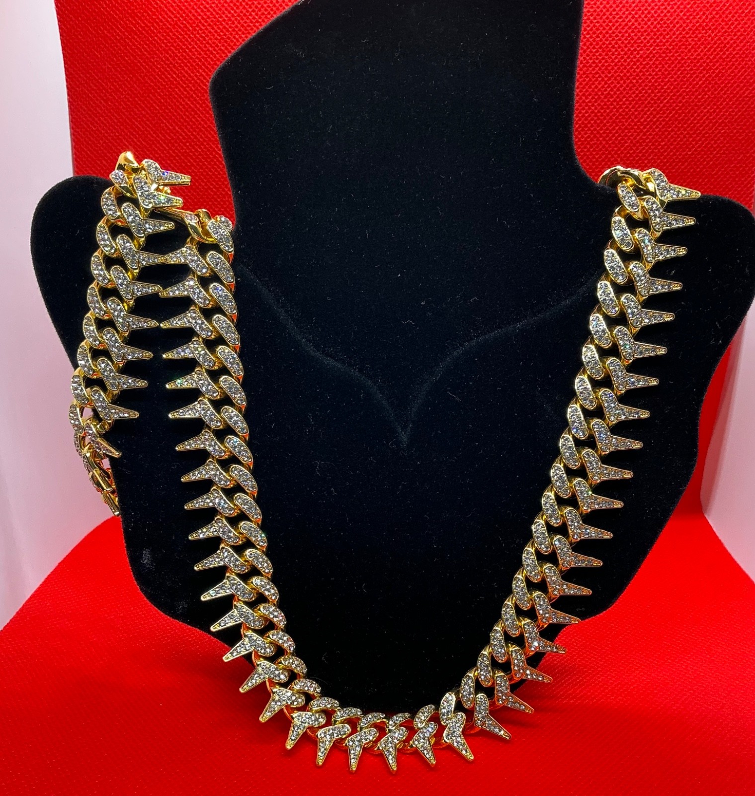 New Spike Chain Necklace 20 inches & Bracelet 8 Lot Men Women Teen Hip Hop Punk