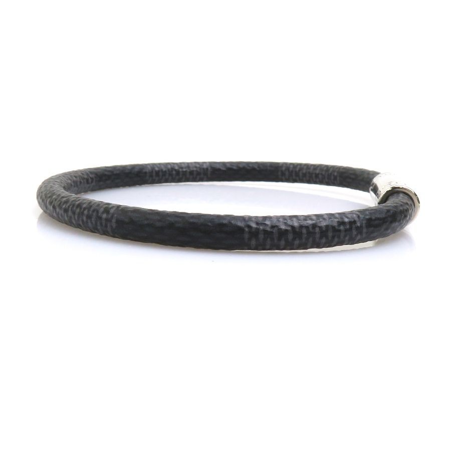 Louis Vuitton Authentic Bracelet Keep It Damier Graphite M65111 Silver 19.5cm