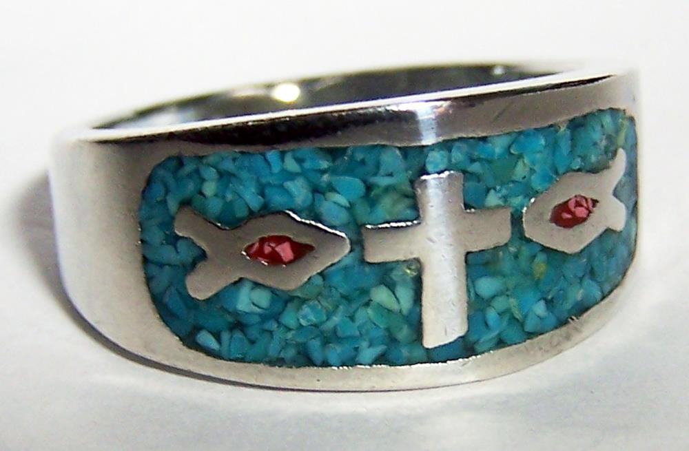 DELUXE CHRISTIAN CROSS & FISH SYMBOL BIKER RING #BR39R MEN WOMEN jewelry SILVER